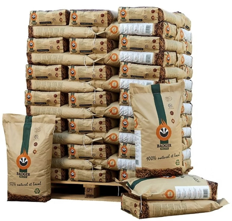 Badger 6-mm-Holzpellets – 990 kg – ENplus A1 & DINplus – 66 Säcke