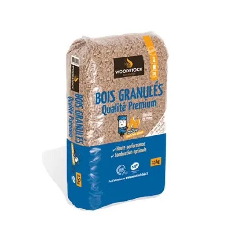 Woodstock Premium Holzpellets – Packung mit 2 Paletten à 66 Säcken à 15 kg