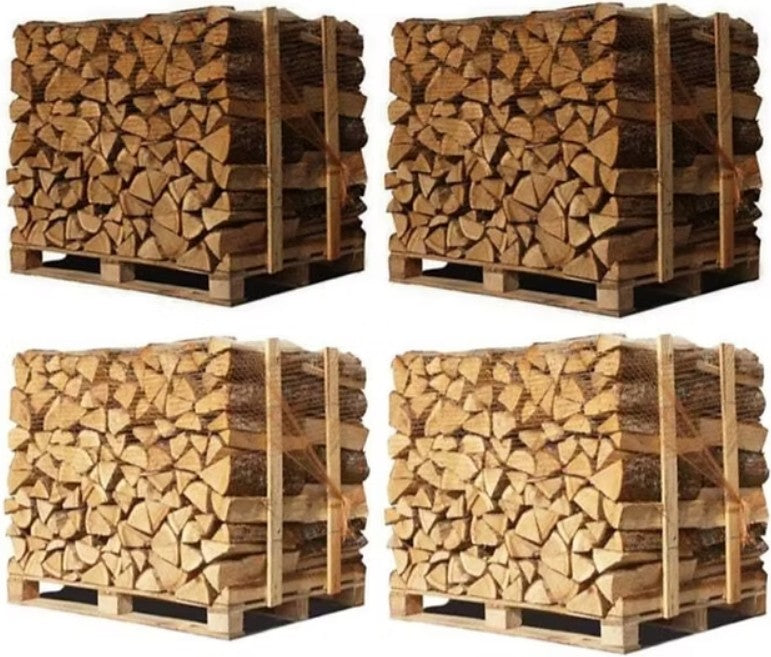 4 x Paletten (2 Weißeiche + 2 Buche/Hainbuche) – 33 cm Stämme